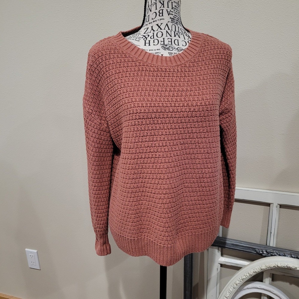 Old Navy Women's SZ M Rusty Pumpkin Cotton Knitted textured sweater casual Fall